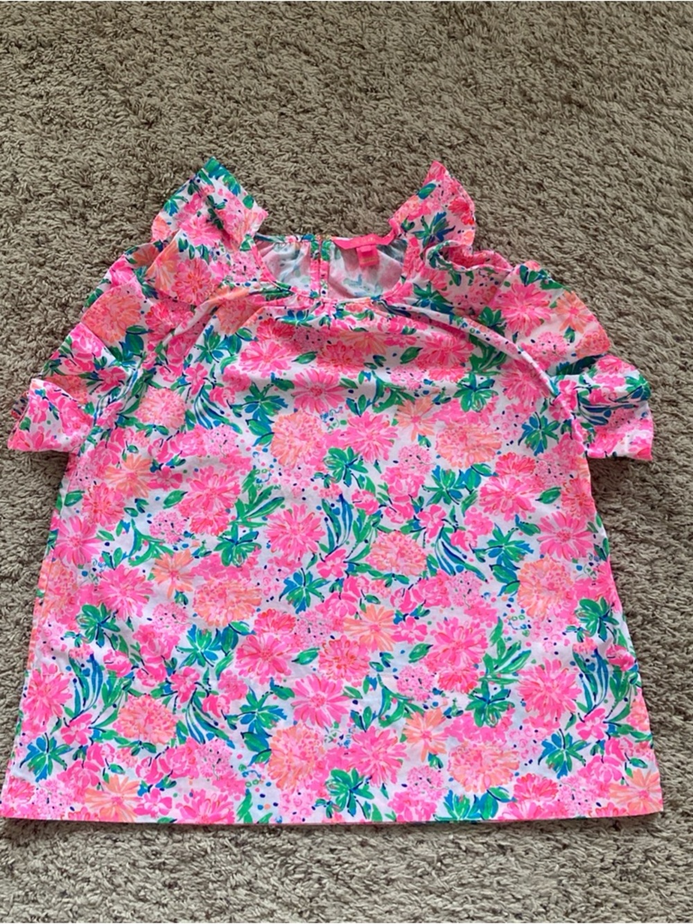 Lilly Pulitzer Pink Floral Marlee Ruffle halterTop Womens Sz medium